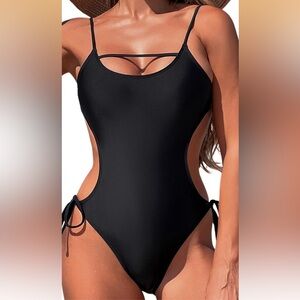 Black Backless One Piece Swimsuit